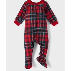 The Children's Place Plaid Footed Pajamas - Red and Green